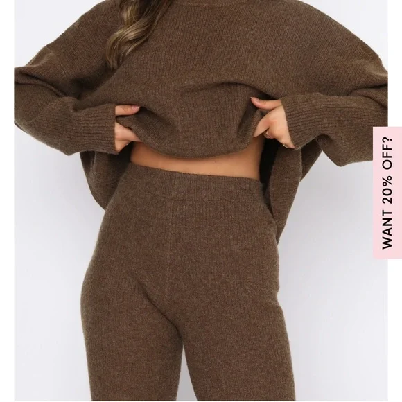 White fox boutique set Need Attention Pants Dark Chocolate - Picture 4 of 9